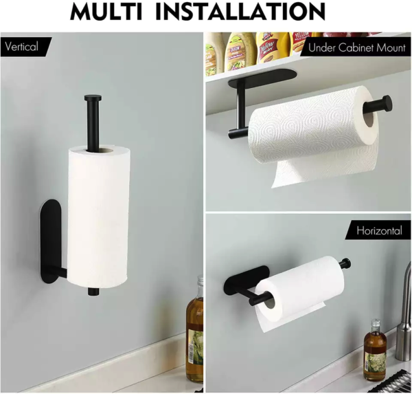 Keuken rolhouder – bevestigen zonder schroeven – zwart - Afbeelding 2